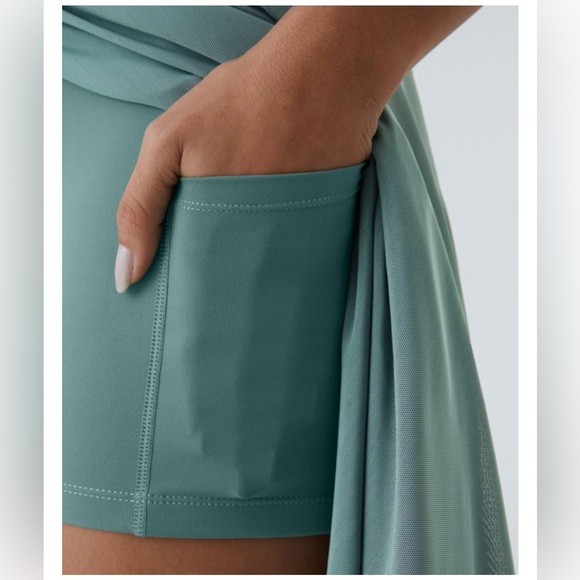 Halara Women's High-Waisted Drawstring Midi Skirt Contrast Mesh, 2-in-1, Medium - Picture 2 of 8